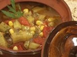 Супа от бамя с царевица и домати