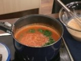 Крем супа от домати с пилешки сърчица 7