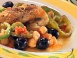 Пилешка яхния с маслини и нахут