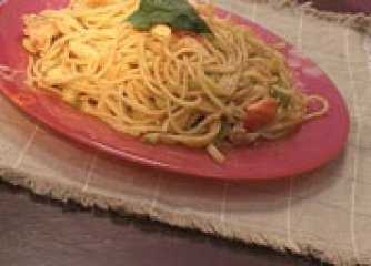 Спагети с тиквички и пиле