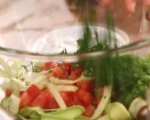 Маринован сафрид със зеленчуци и пикантни крутони 3
